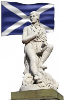 Robert Burn's standbeeld met de Schotse vlag / Bron: U.S. Air Force / Gary Rogers, Wikimedia Commons (Publiek domein)