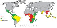 Productie van robusta, arabica en beide koffiesoorten over de wereld. / Bron: Historia, Wikimedia Commons (CC0)